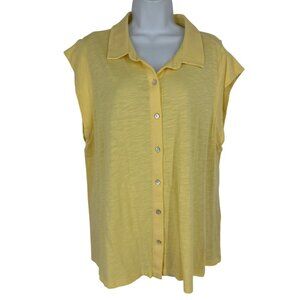 J. Jill Women's Yellow Collared Sleeveless Button-Down Shirt Top XL